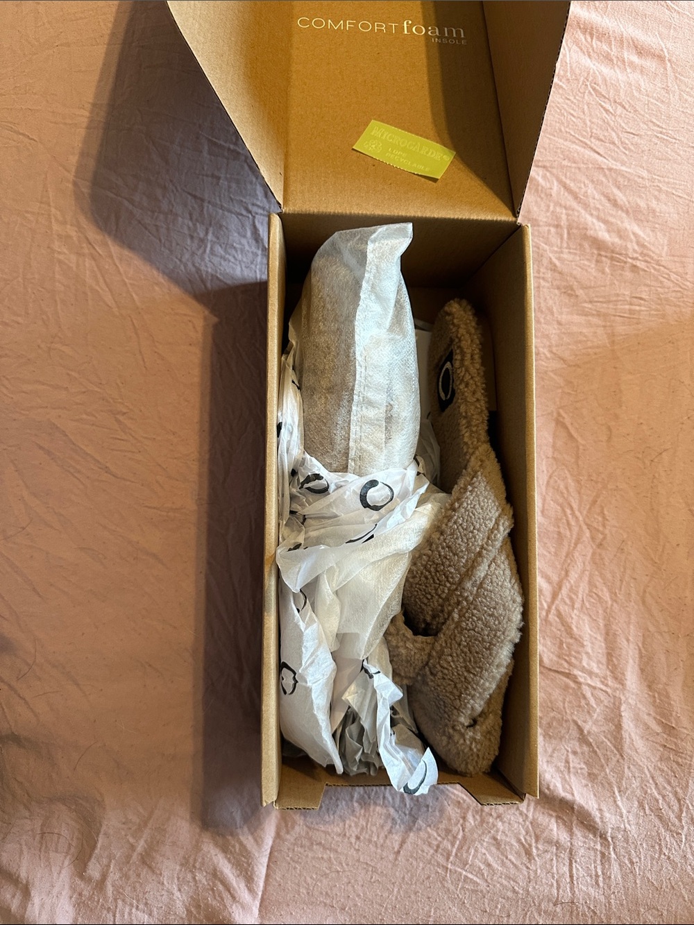 Cozy Shearling Open-Toe Slipper Slide — Taupe - Picture 6 of 6